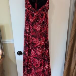 Elegant Floral Red Dress